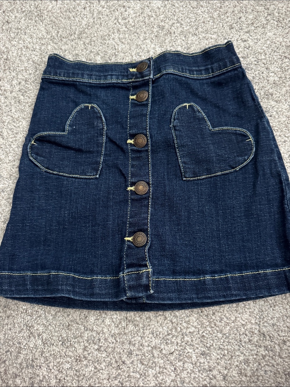 Tucker + Tate Dark Blue Denim Button-Front Skirt with Heart Pockets